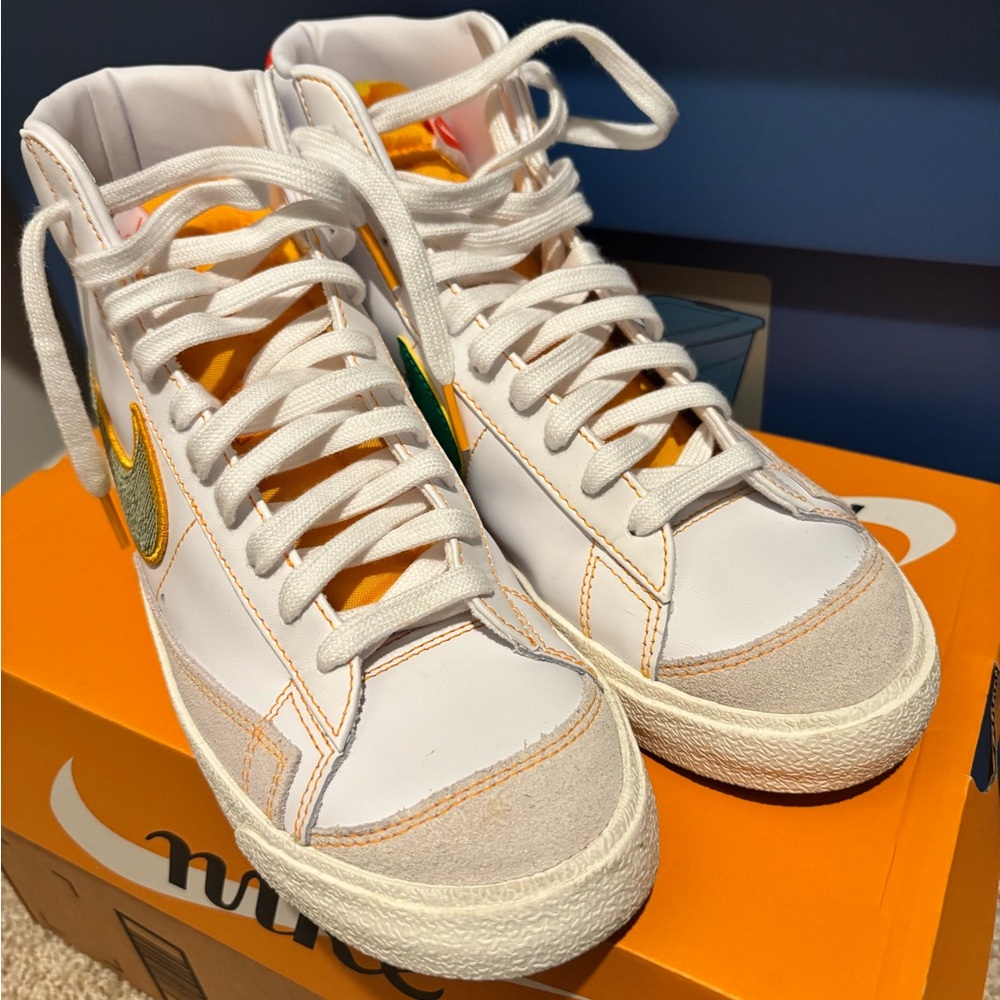 Nike White and Yellow Athletic Shoes